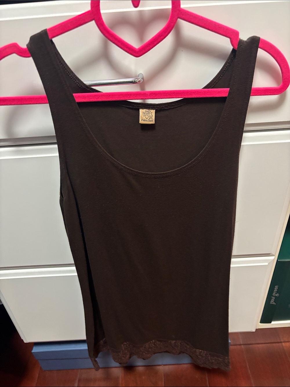 Only Hearts Brown Lace-Hem Tank Top